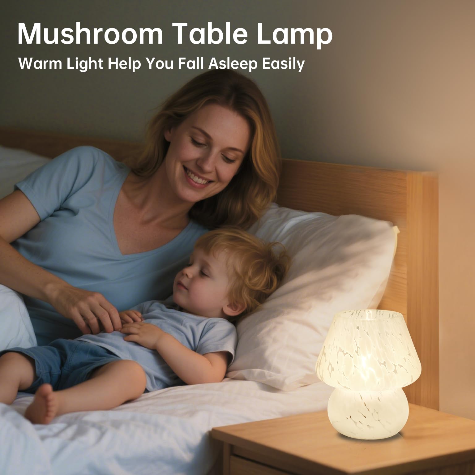 Dawnwake soft light mushroom lamp creates warm, flicker-free ambiance in any room.