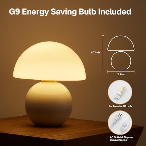 Dawnwake soft mushroom lamp glow creates a cozy living room atmosphere.