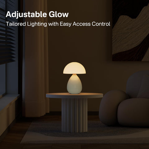 Dawnwake soft warm glow mushroom light creates a welcoming atmosphere in bedrooms.