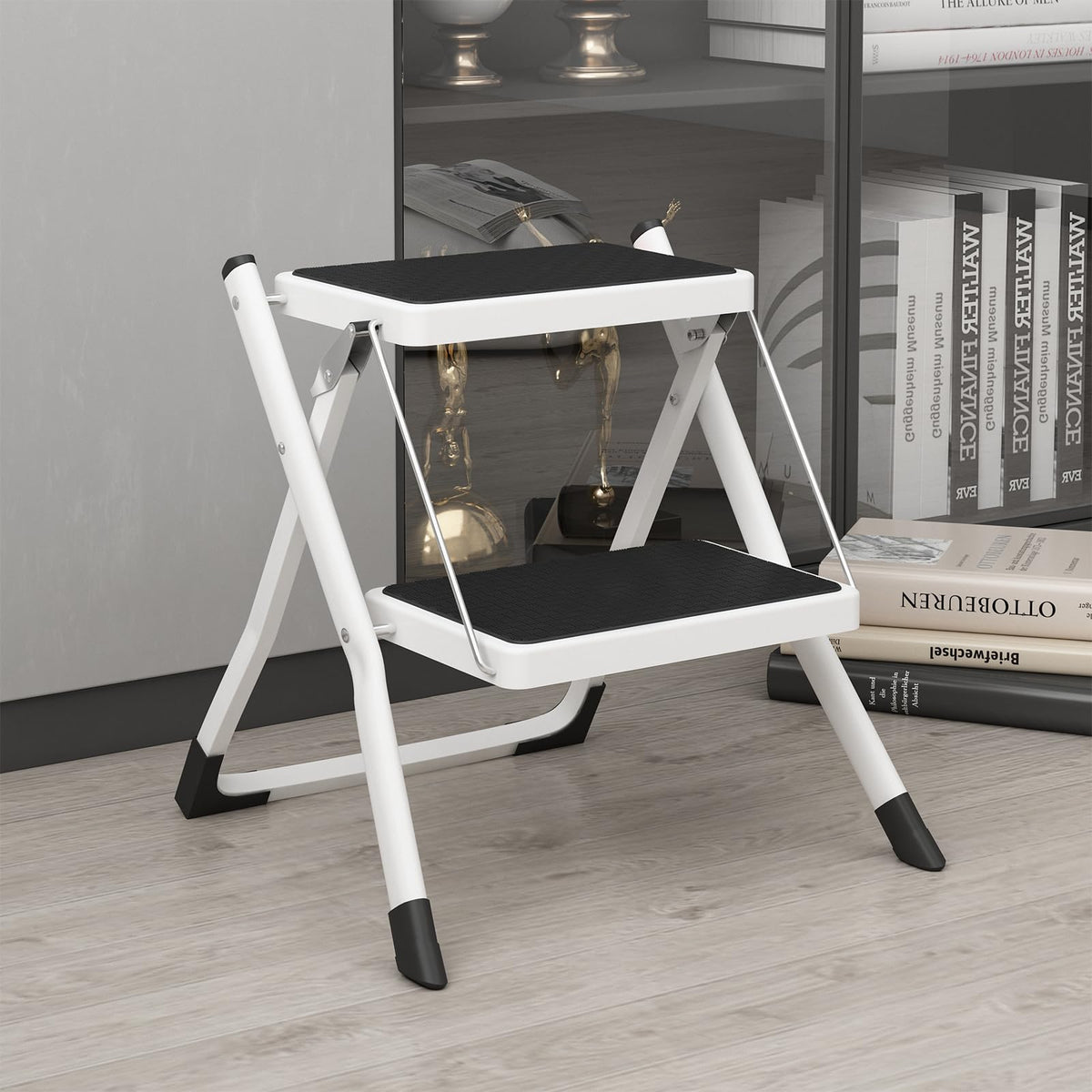 DAWNYIELD 2-step stool with anti-slip base for secure kitchen reach