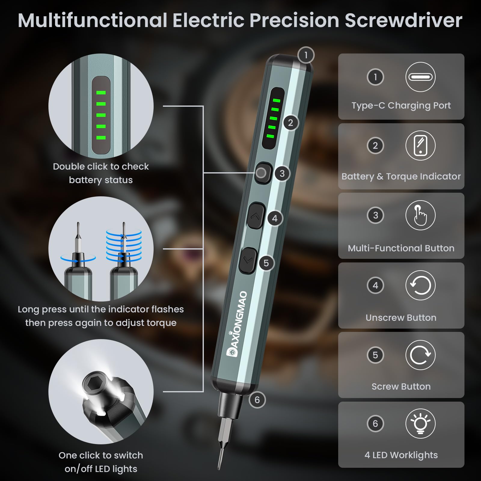 Daxiongmao precision torque control protects delicate devices during precise screw tightening