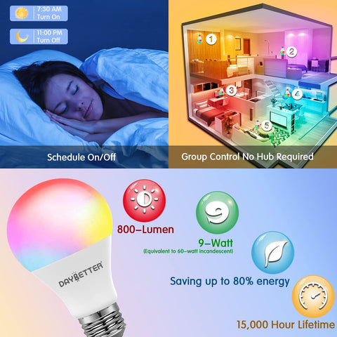 DAYBETTER 10-pack LED bulbs for multi-room color and energy efficiency.