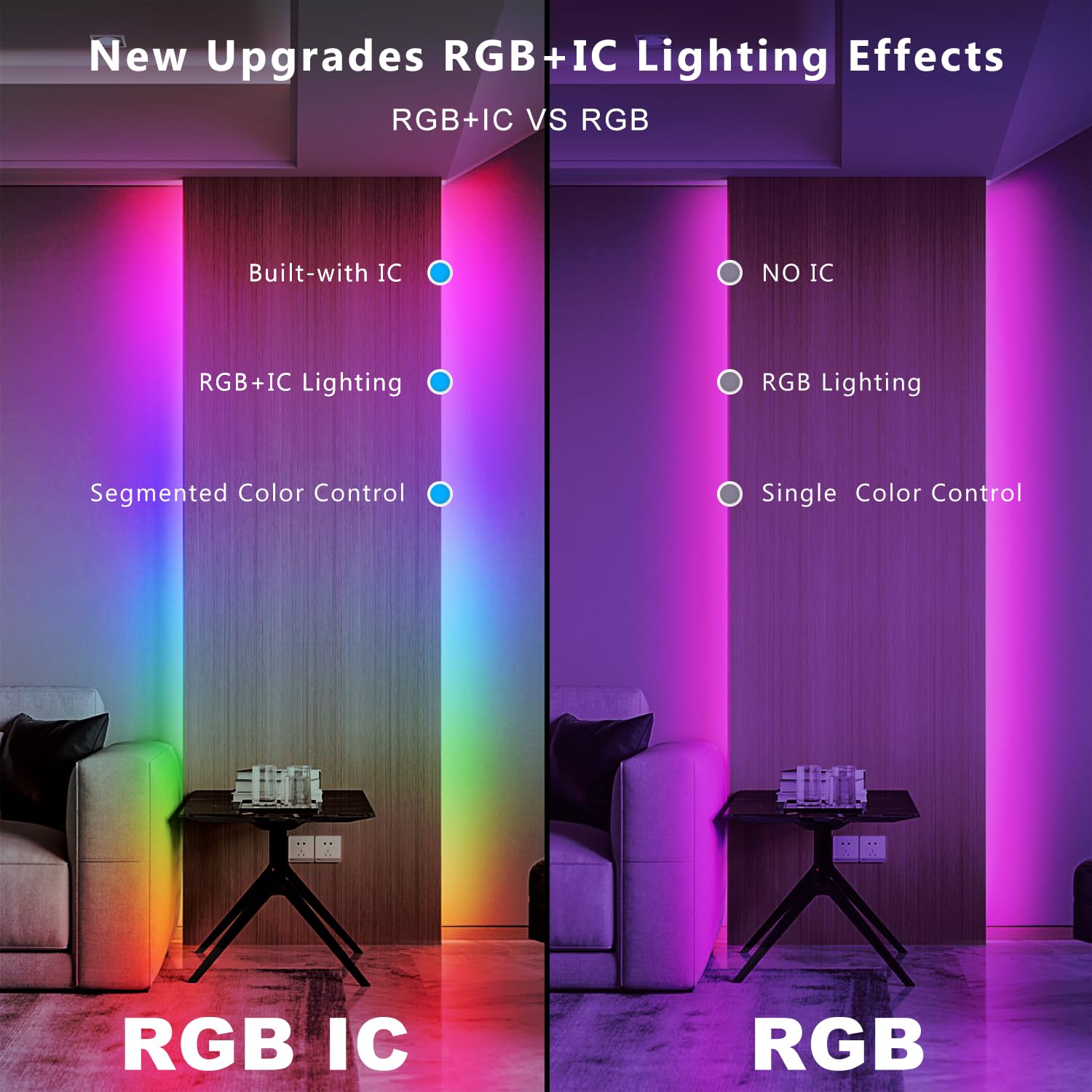 DAYBETTER smart strip displaying dynamic color modes for party decor