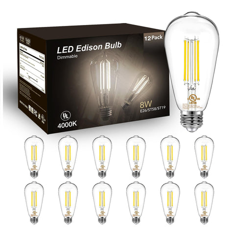 DAYBETTER 12-pack vintage LED Edison bulbs for warm, timeless ambiance.