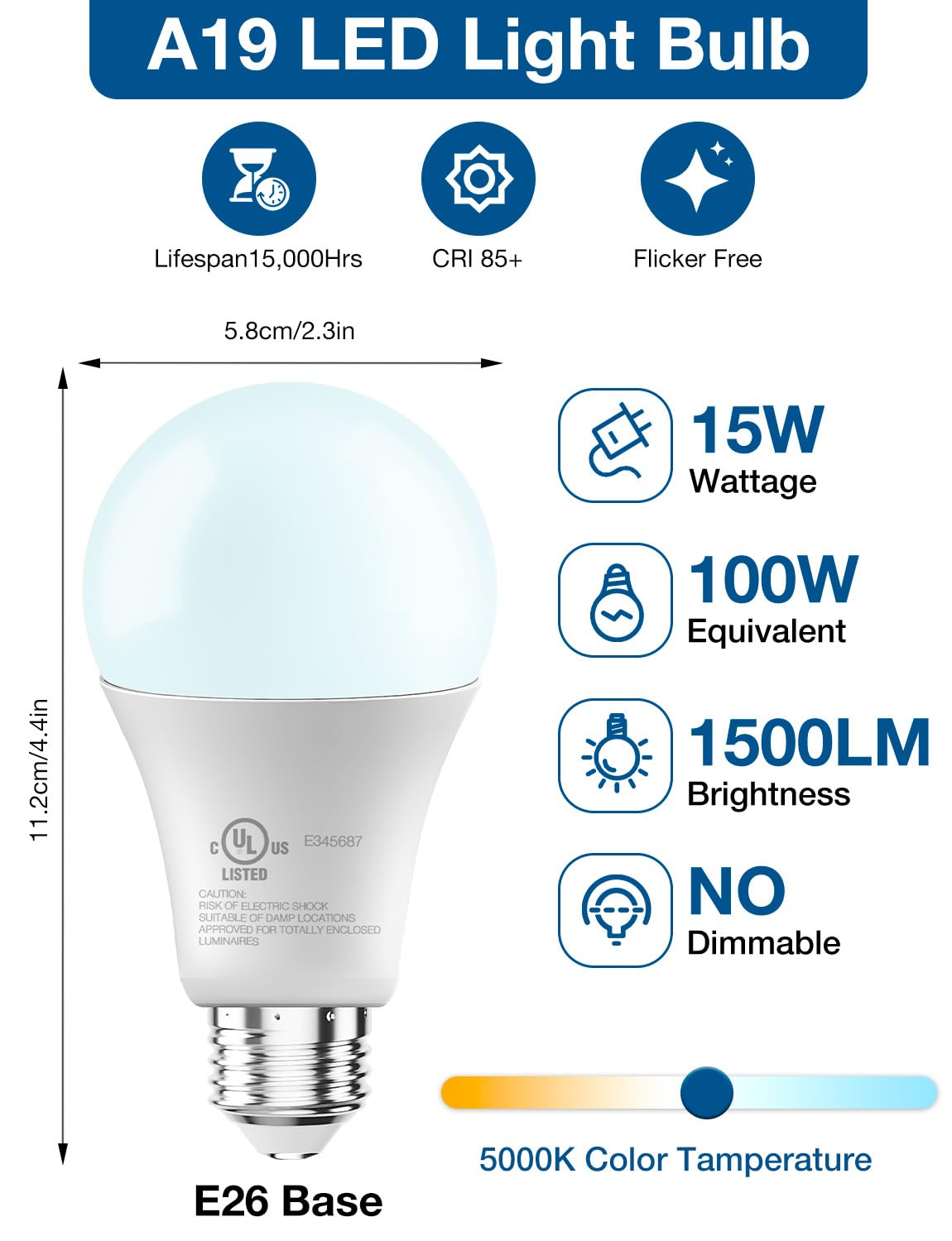 DAYBETTER A19 bulbs in a lamp provide bright, even illumination for living rooms