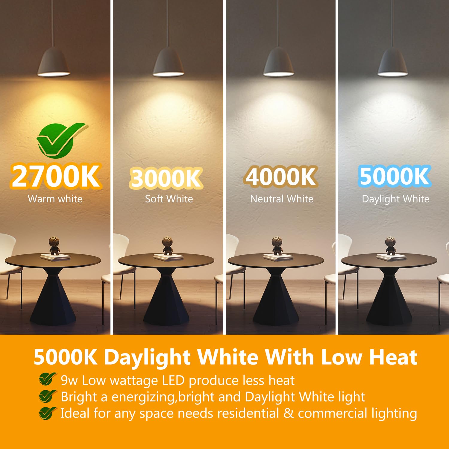 DAYBETTER BR30 2700K warm light creates cozy vibes in kitchen and bedroom
