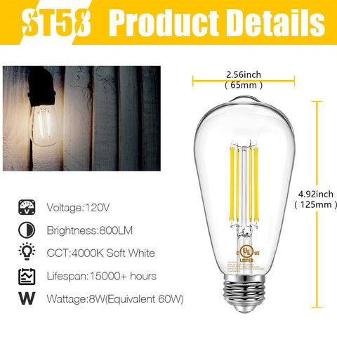DAYBETTER clear-glass filament bulb highlighting vintage style with bright neutral light.