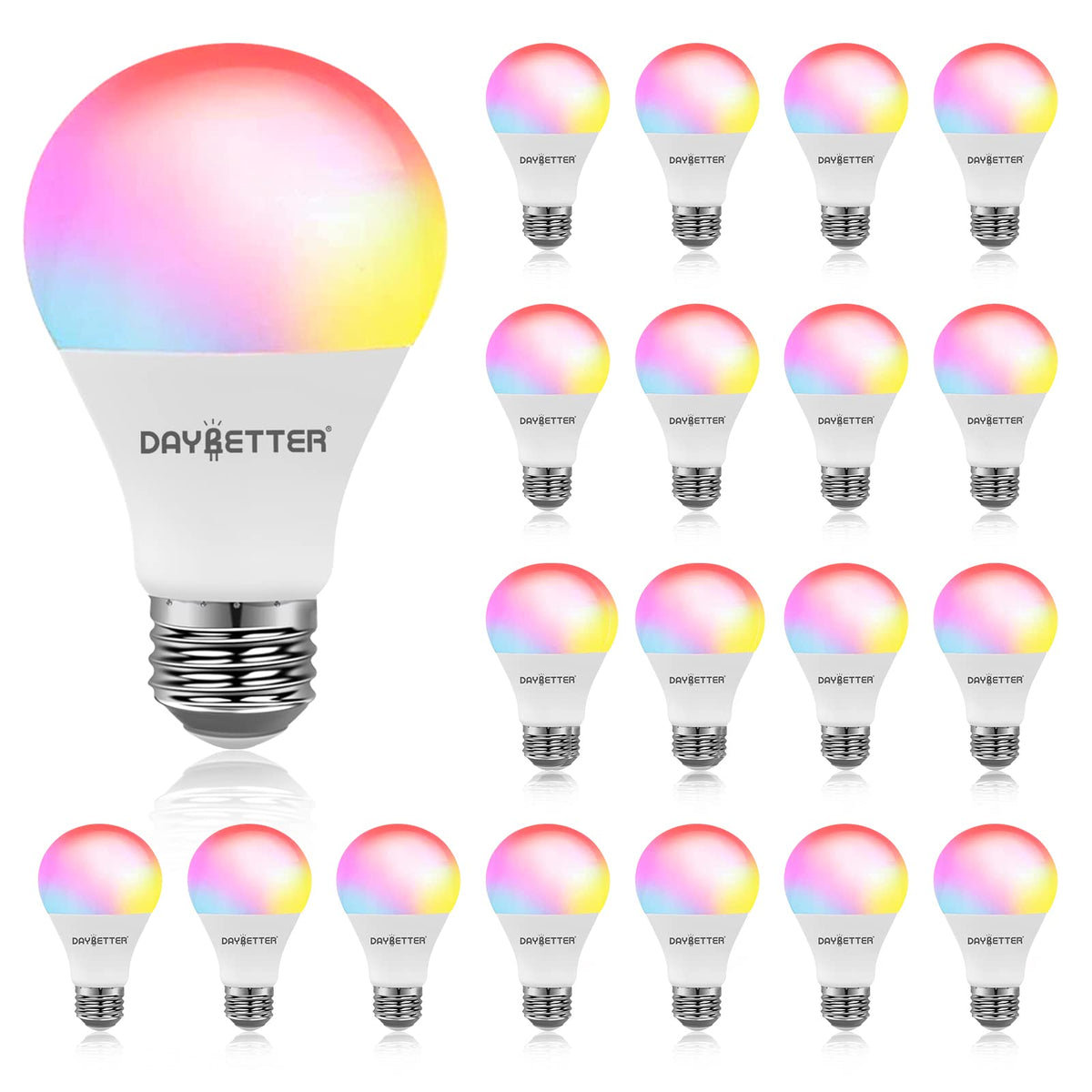 DAYBETTER color-changing LED bulb with color options for mood lighting.