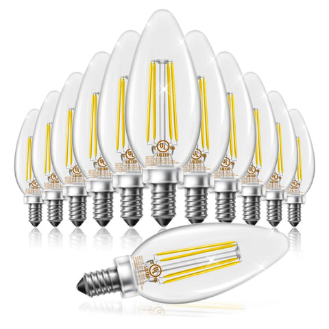 DAYBETTER dimmable E12 candle bulb with filament for a 60W equivalent chandelier glow