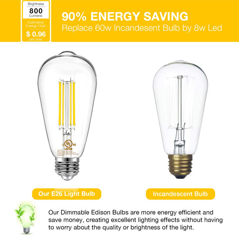 DAYBETTER dimmable LED Edison bulbs providing smooth, flicker-free dimming.