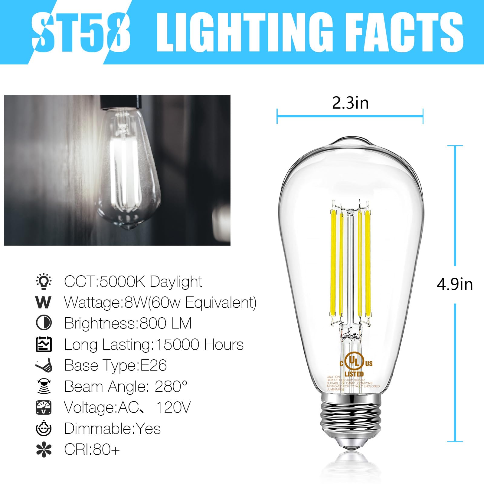 DAYBETTER dimmable LED filament bulb provides smooth dimming for living rooms.