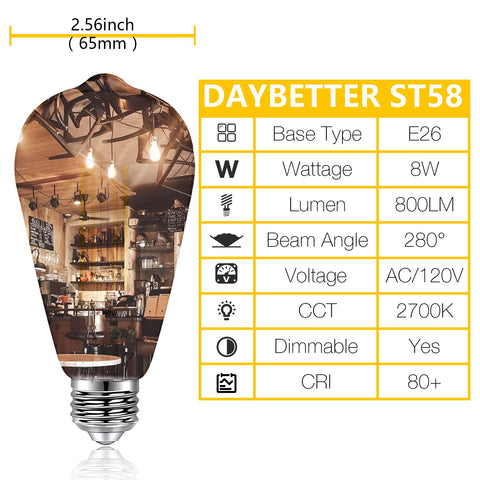 DAYBETTER Edison bulb 800lm vintage look for chandeliers and fixtures
