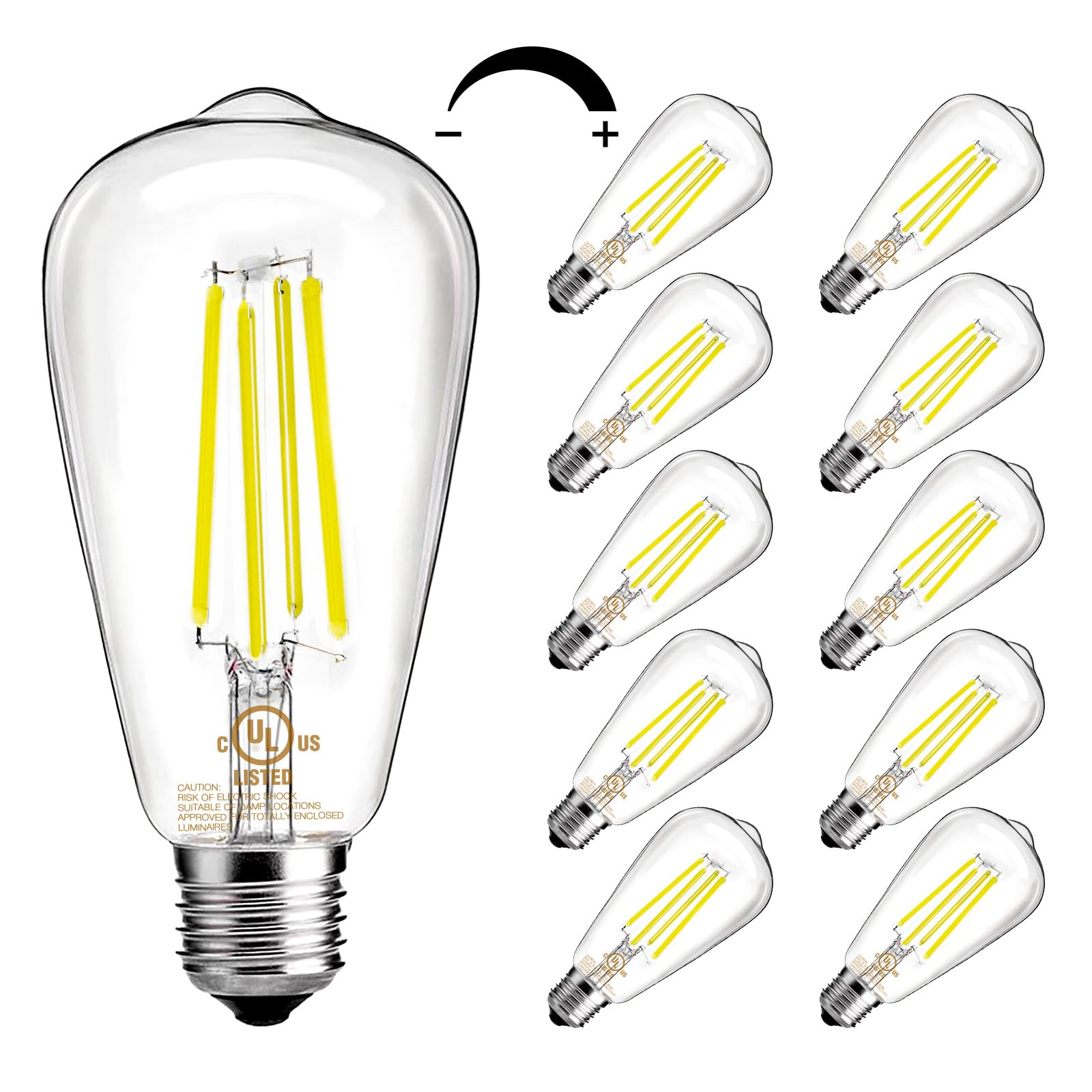 DAYBETTER Edison bulb with clear glass for bright 8W 800lm ambient lighting