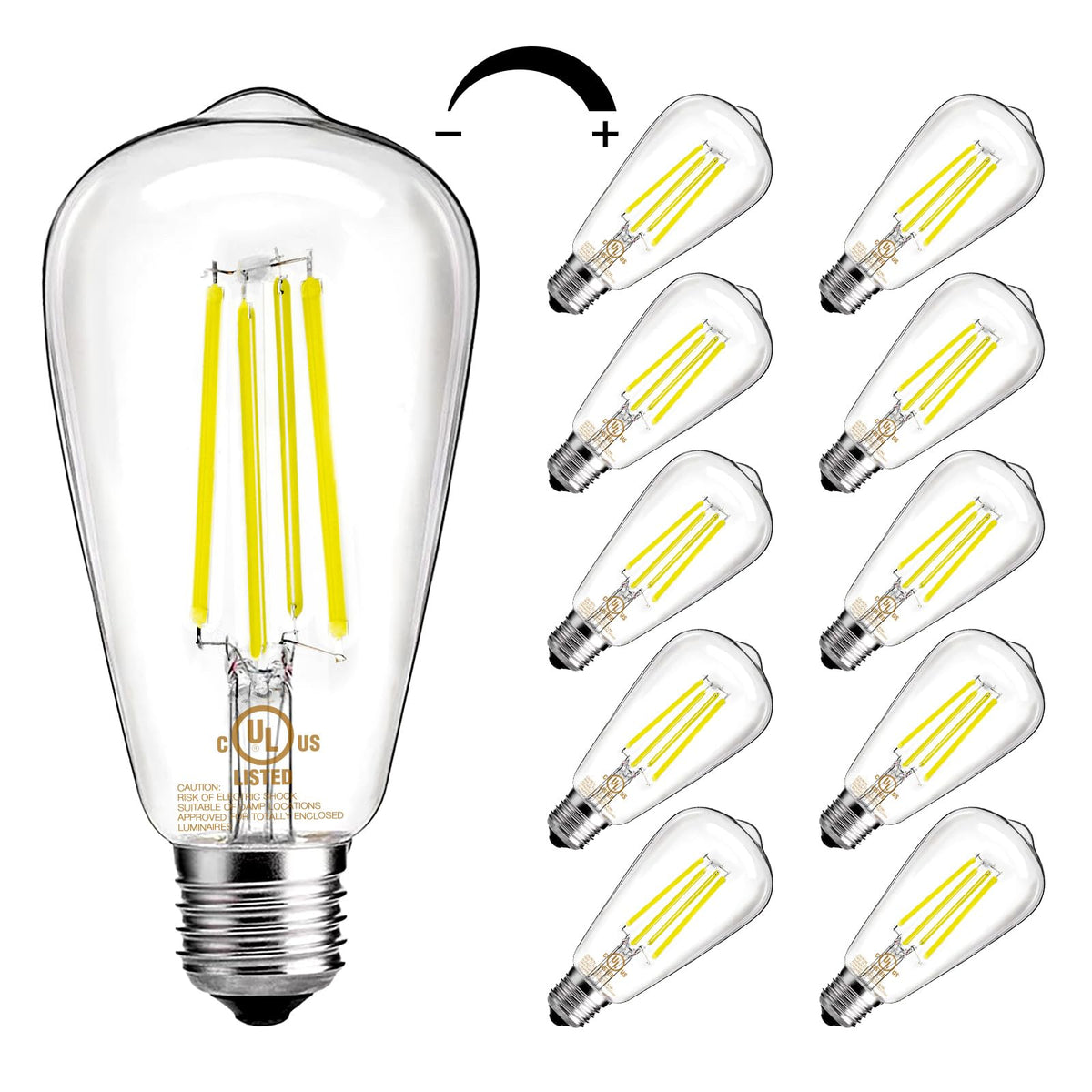 DAYBETTER Edison bulb with clear glass for bright 8W 800lm ambient lighting