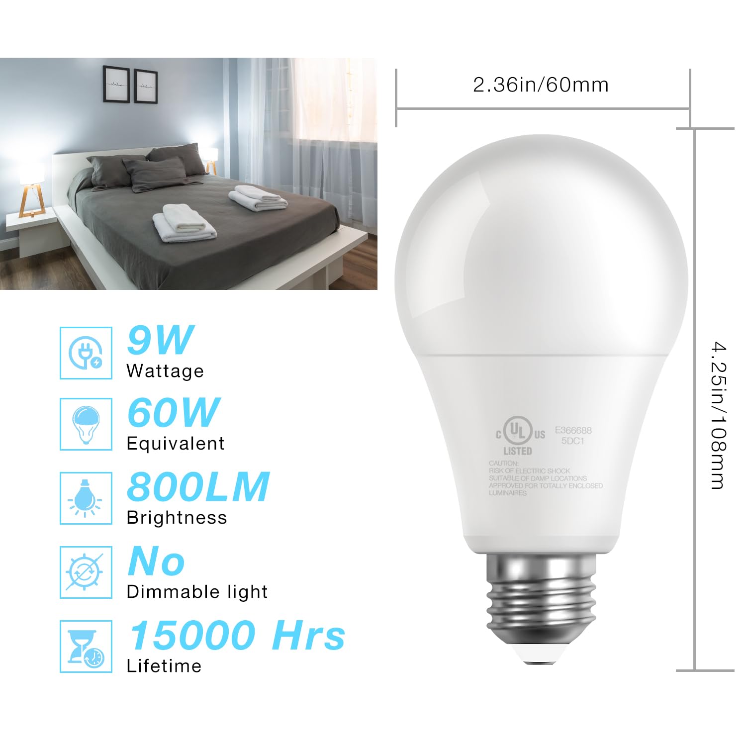 DAYBETTER LED bulbs deliver 800 lm in crisp 5000K daylight for sharp task lighting.