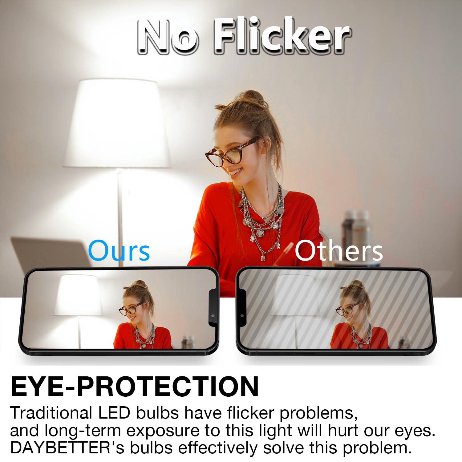 DAYBETTER LED filament bulbs with high CRI for vibrant colors and minimal flicker.