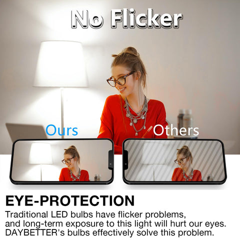 DAYBETTER LED filament bulbs with high CRI for vibrant colors and minimal flicker.