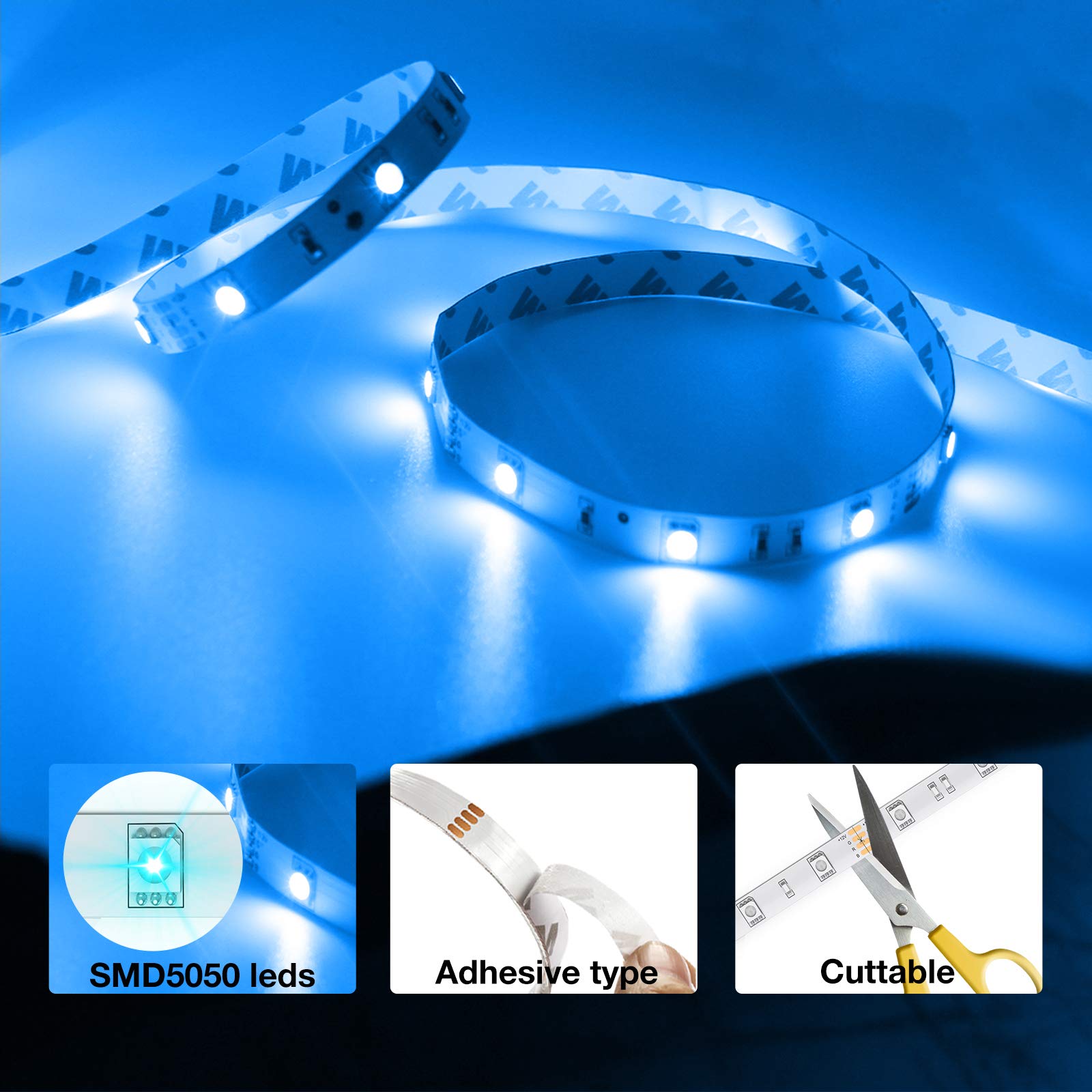 DAYBETTER LED strip adheres to dry, clean surfaces for easy placement