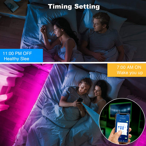 DAYBETTER bedroom ambiance with vibrant RGB lighting