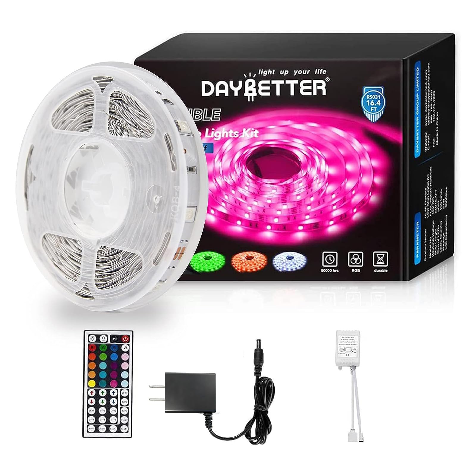 DAYBETTER LED strip lights create colorful ambient room lighting for living spaces.