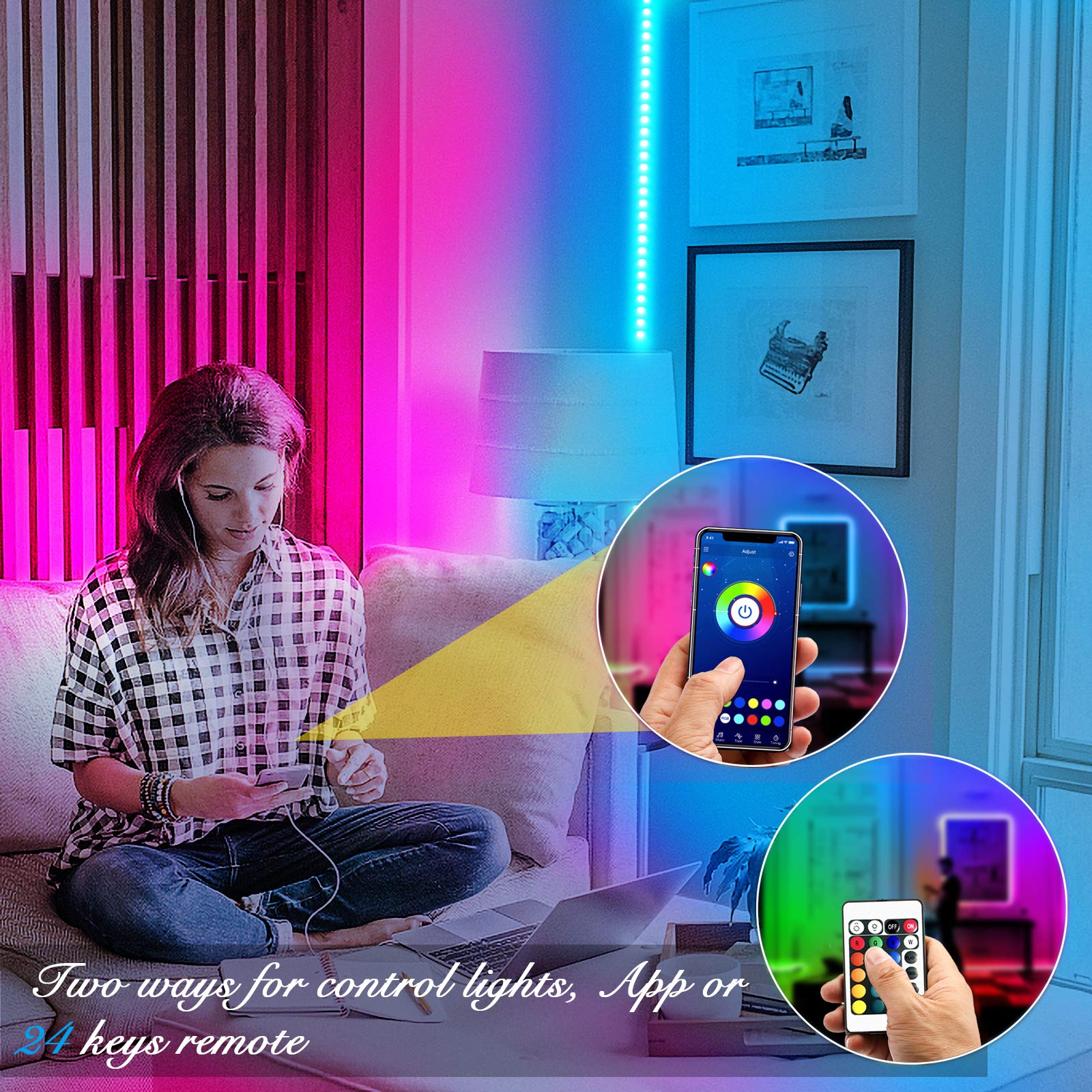 DAYBETTER 50ft strip lights easy installation around your room