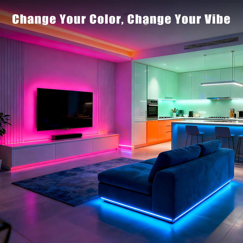 DayBetter LED strip lights feature music sync for dynamic sound-responsive glow.