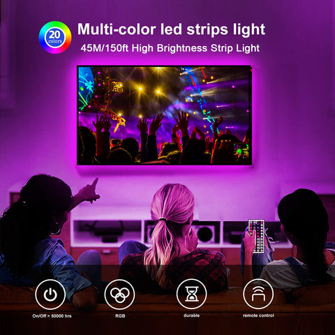 DAYBETTER LED strip with 44-key remote for easy color and brightness control.