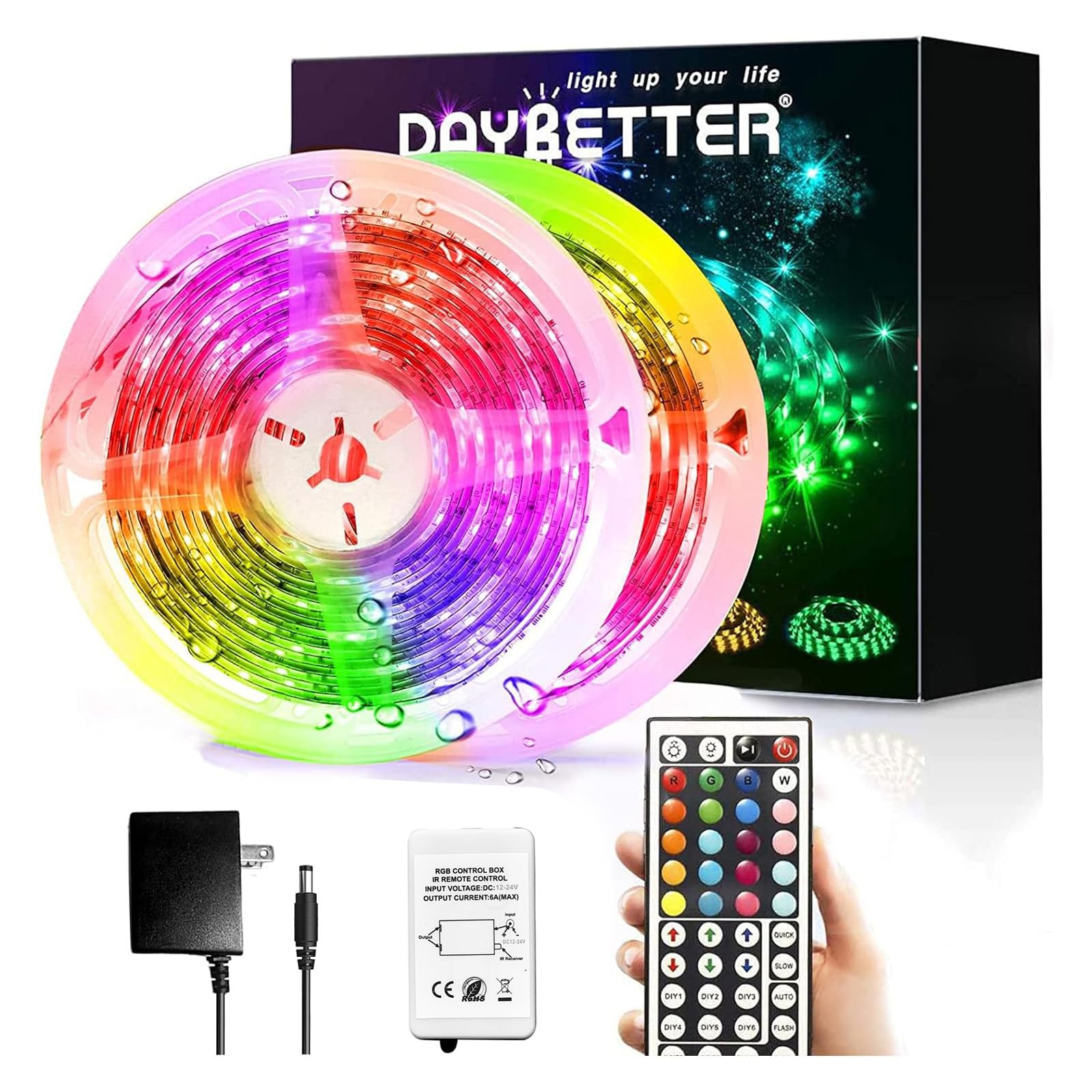 DAYBETTER LED strip two rolls waterproof for flexible indoor and outdoor lighting.
