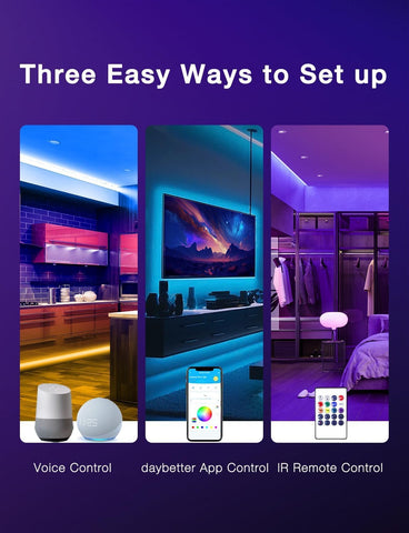 DAYBETTER led-strip-voice-control Alexa Google enabling hands-free control.