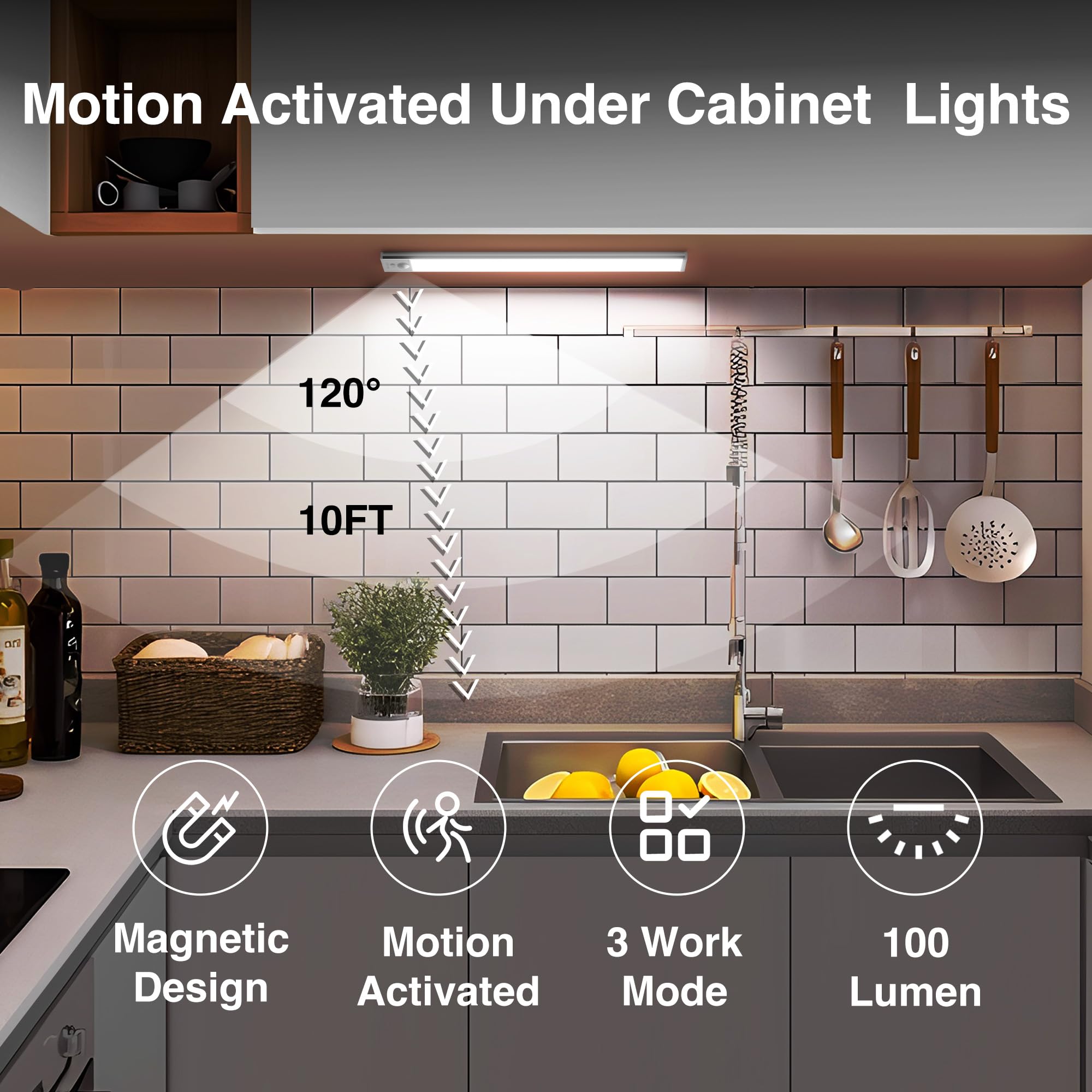 DAYBETTER rechargeable LED light bar provides cordless convenience in kitchen