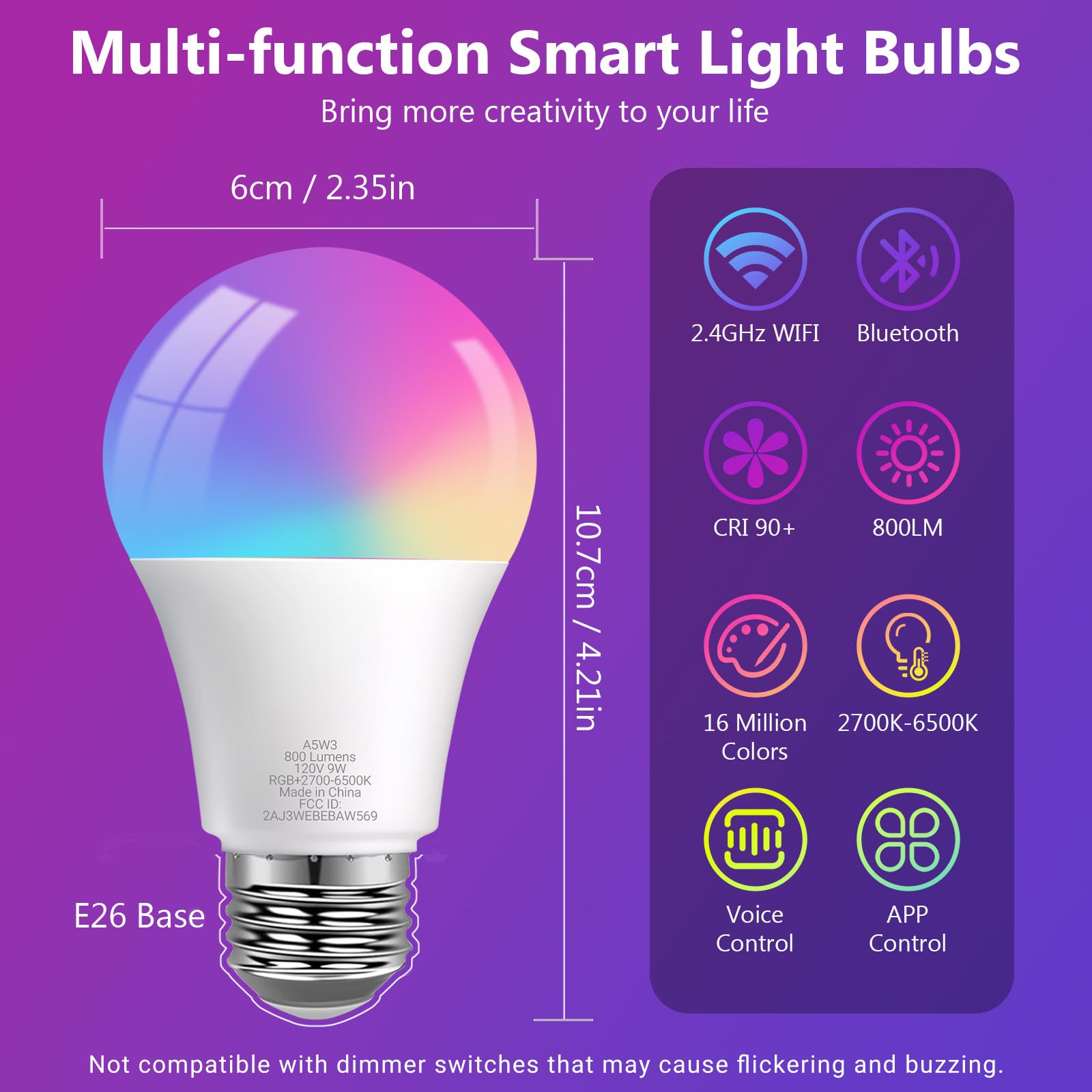 RGB color-changing mode creates ambient mood lighting for any scene.