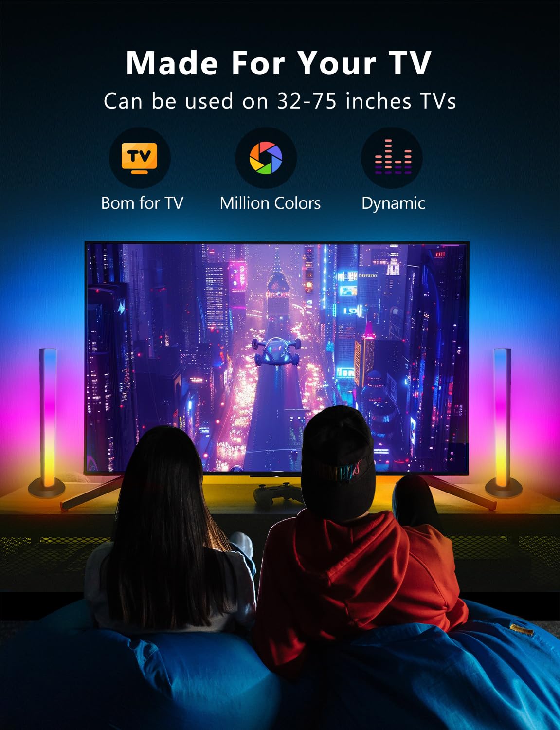 DAYBETTER light bars in music-sync mode respond to rhythm for immersion.