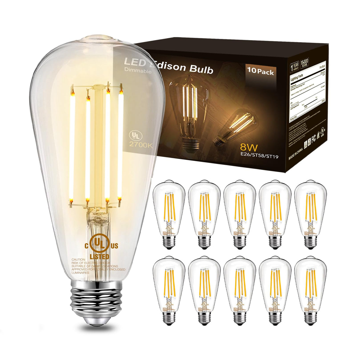 DAYBETTER vintage LED Edison bulb with clear glass enhances chandeliers with timeless glow.