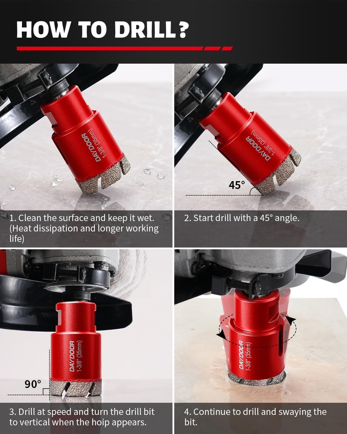 DAYDOOR Adapters 5/8-11 Hex and SDS for universal drill compatibility