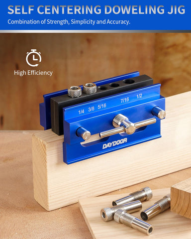 DAYDOOR dowel jig kit six bushings offers versatile hole sizing options