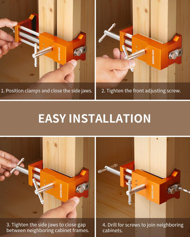 DAYDOOR clamps in use on a face-frame cabinet