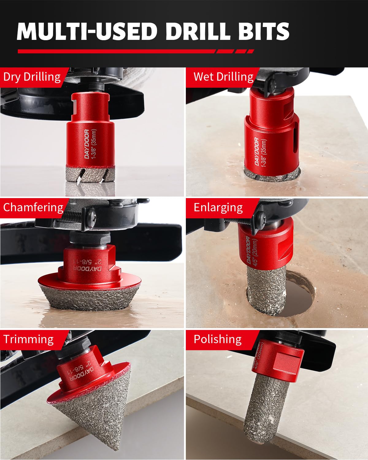 DAYDOOR Finger Milling Bit enlarges and smooths holes
