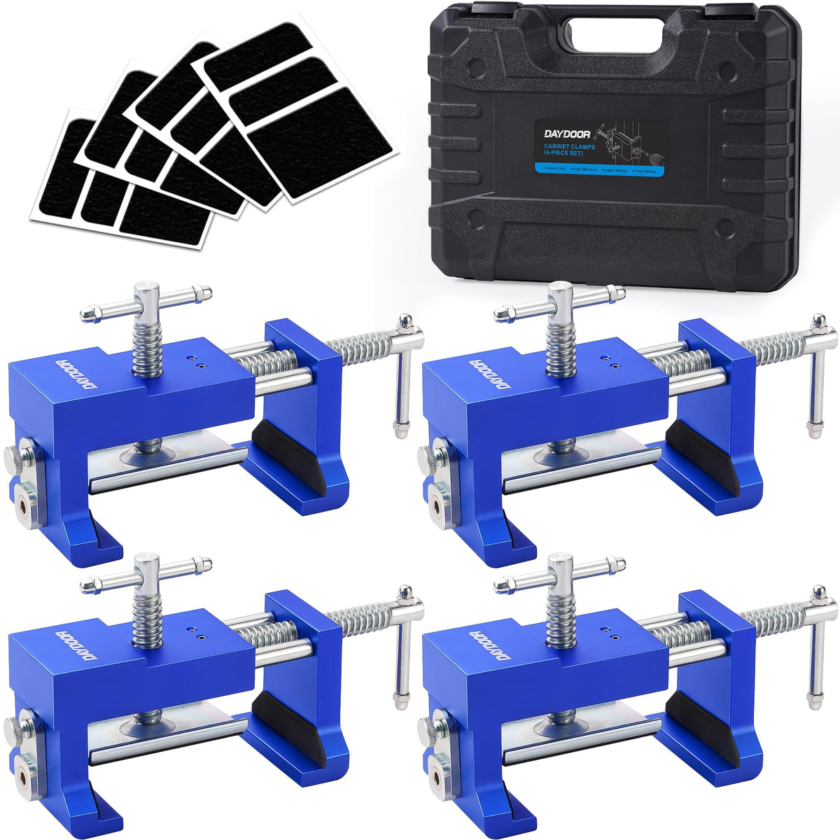 DAYDOOR professional cabinet clamps 4-pack ready for heavy-duty clamping.