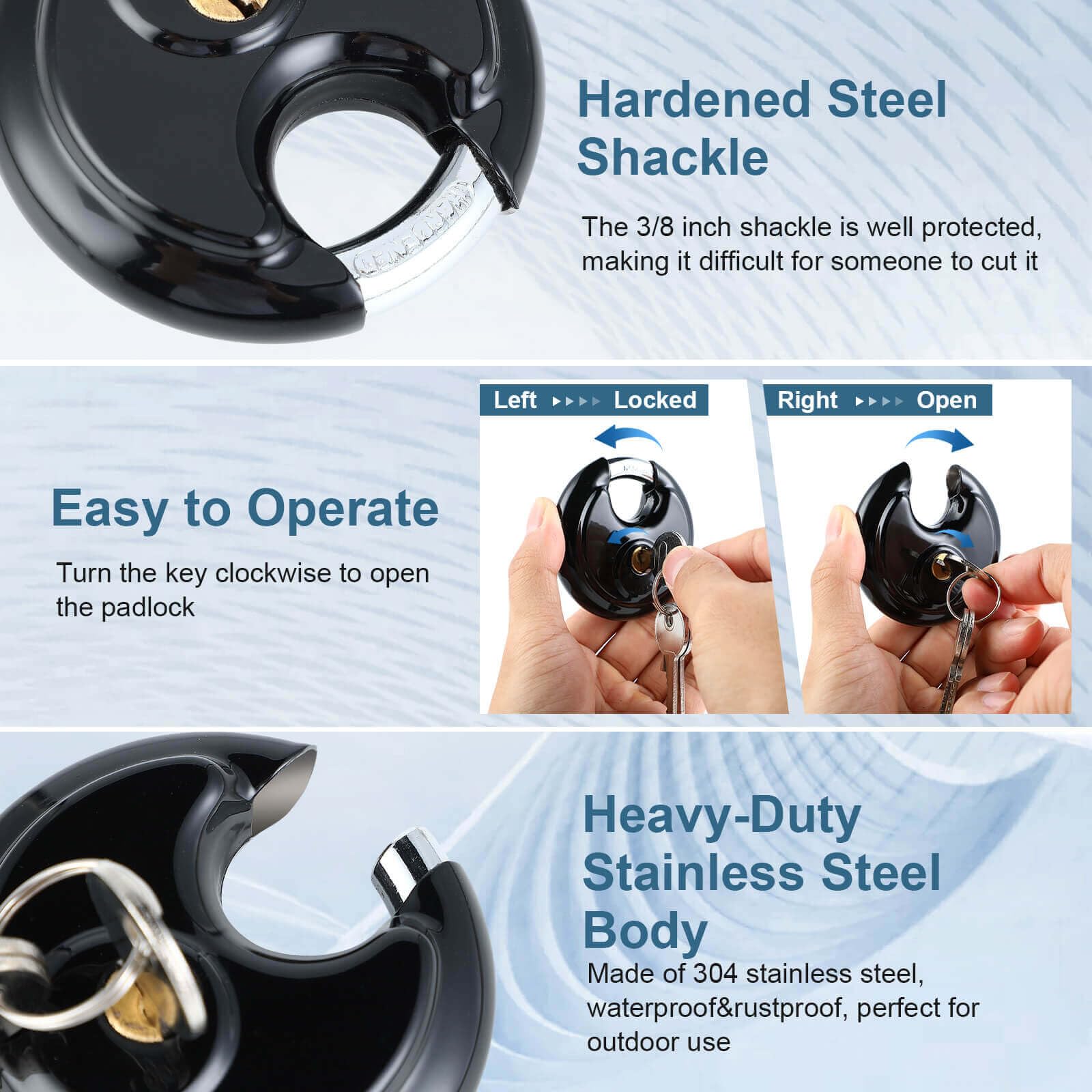 DAYGOS padlock dimensions reveal compact 2.7x2.7x0.93 inches.