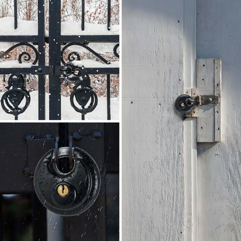 DAYGOS disc padlock shackle 0.66-inch upgrade enables broader use close-up.
