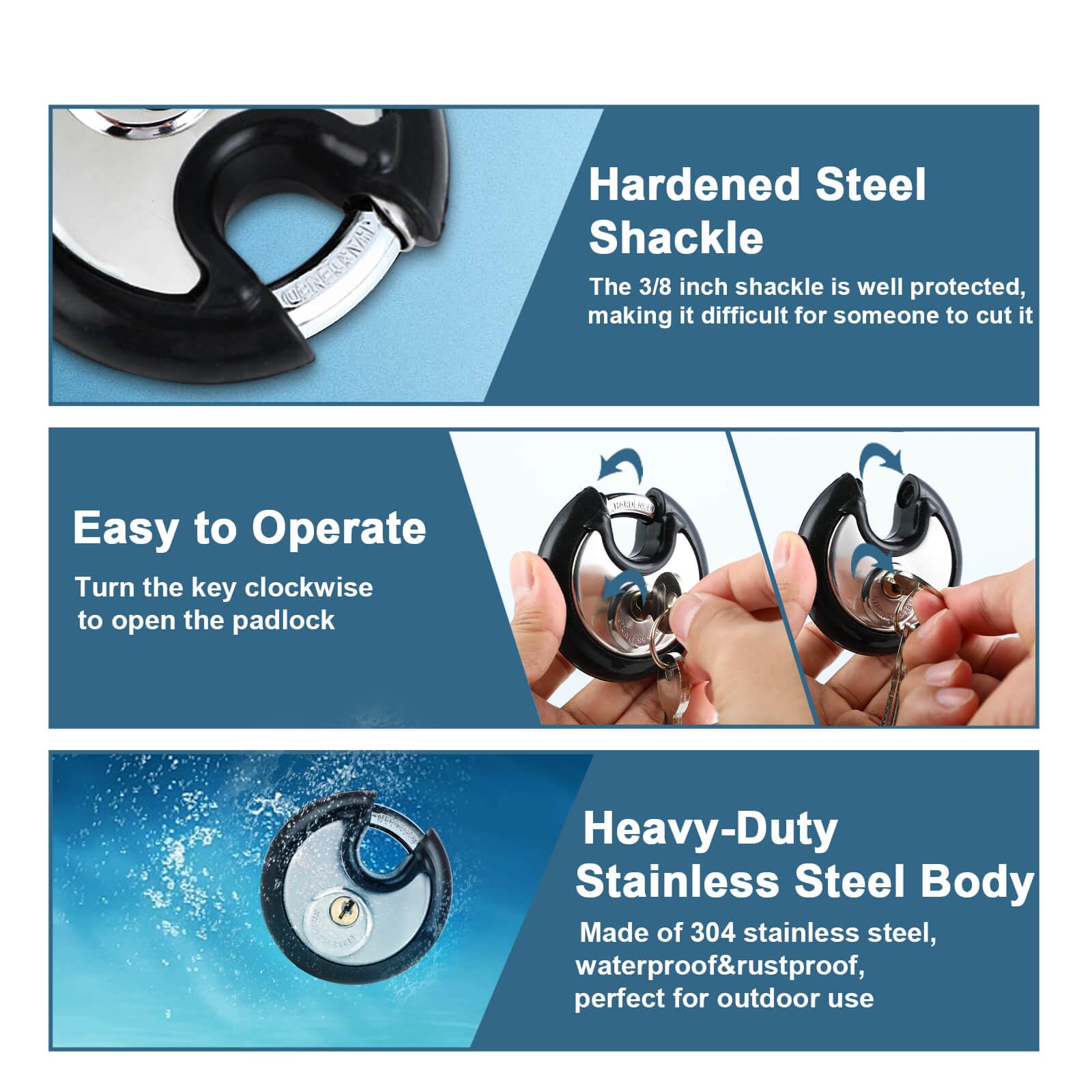 DAYGOS outdoor padlock in use securing sheds, garages, or gates