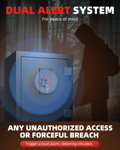 DAYI Fireproof Safe interior lighting for easy item retrieval in darkness.