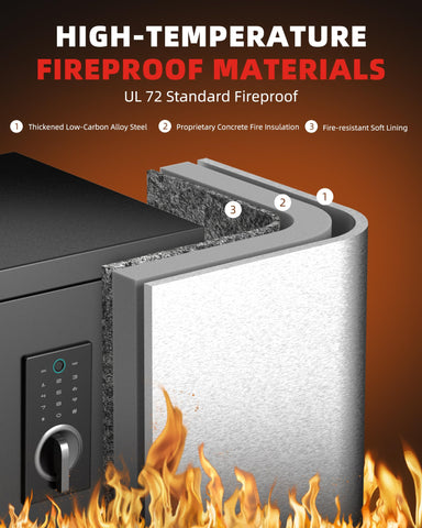 DAYI Fireproof Safe interior with removable shelves and built-in key rack.