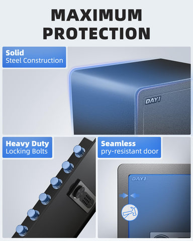 DAYI Safe Box D70 Lite showing reinforced locking bolts for tamper resistance