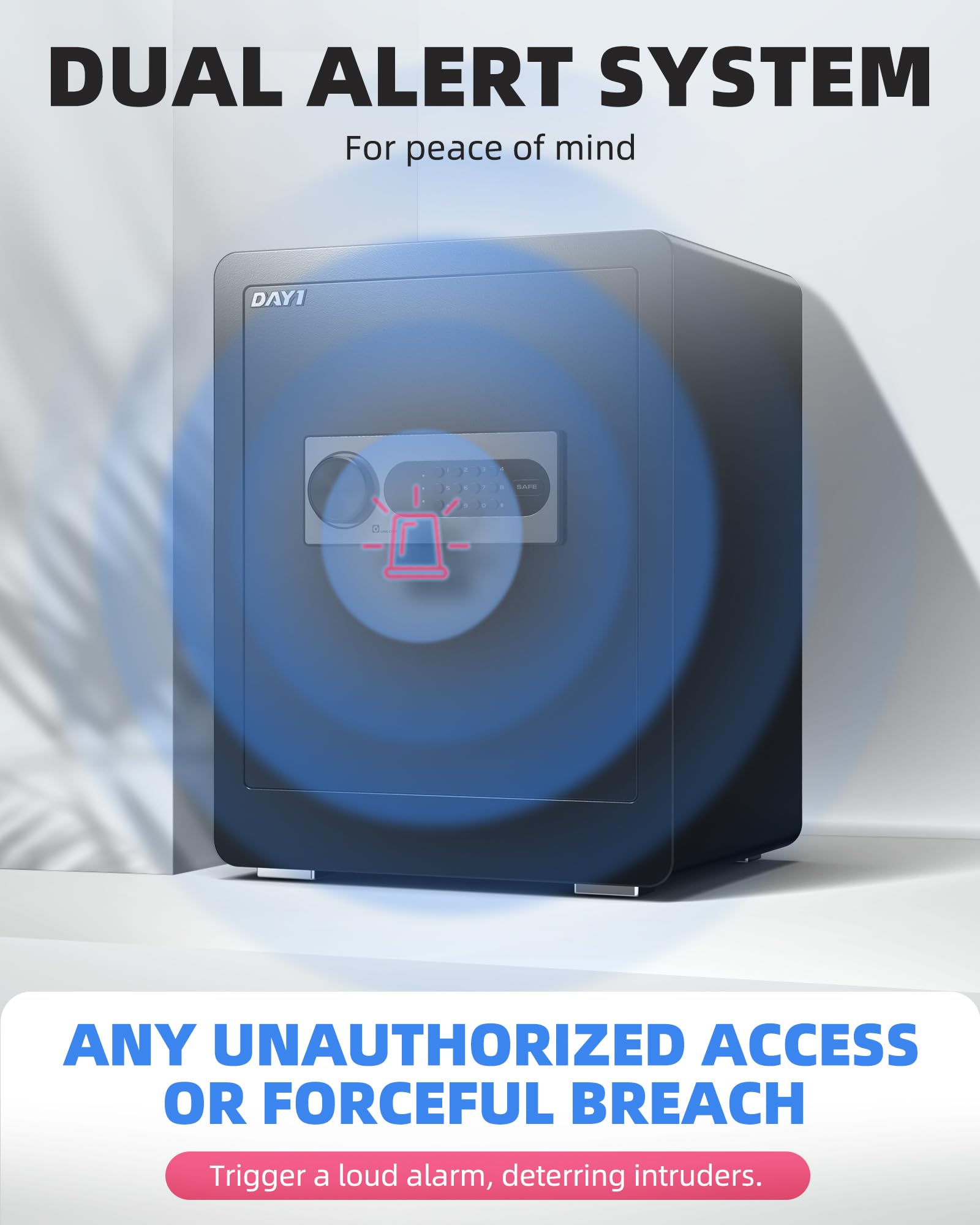 DAYI Safe Box four locking bolts reinforce pry resistance and durability.