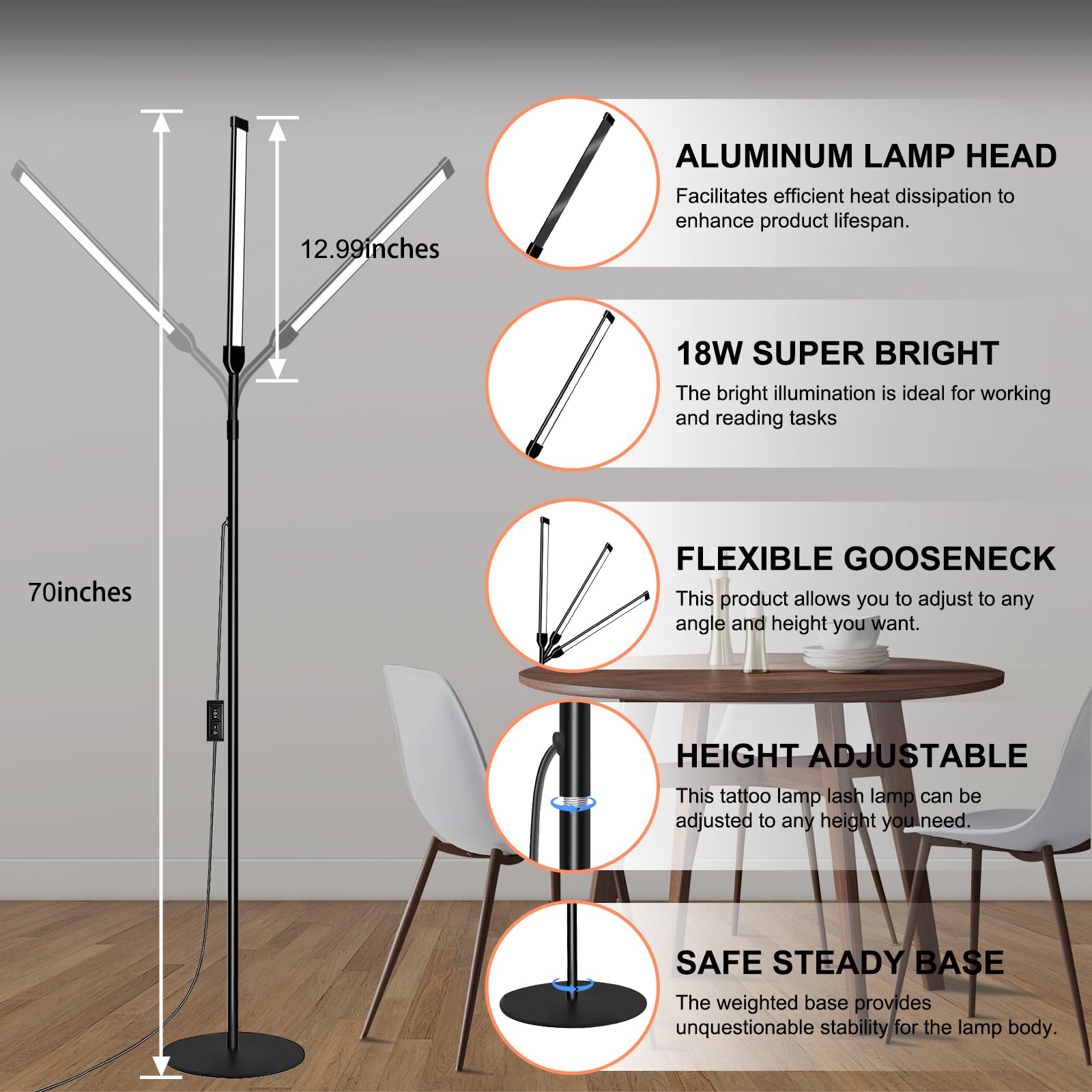 DAYSOFT gooseneck 360 degrees for precise light placement during tasks