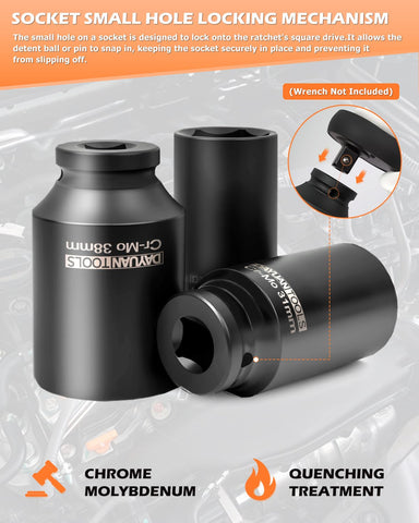 DAYUAN 32mm socket ensures strong grip for efficient axle nut work.