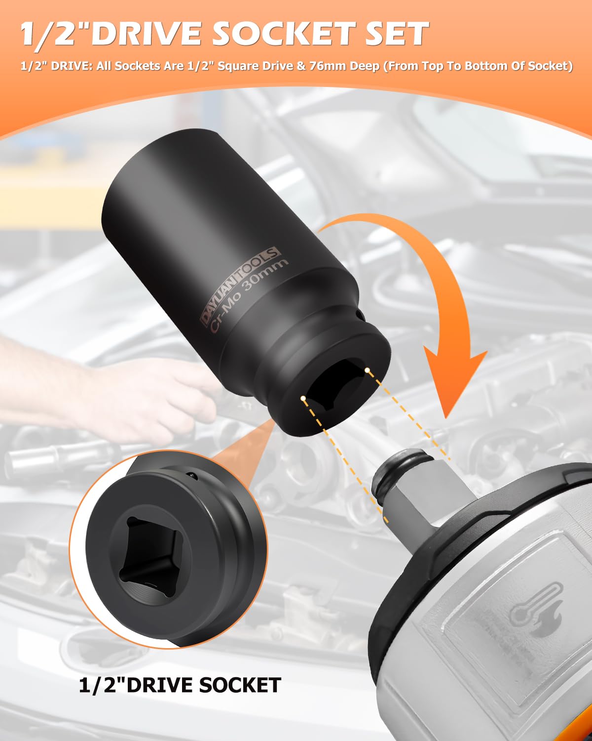DAYUAN 34mm socket provides reliable torque for hub nut tasks.