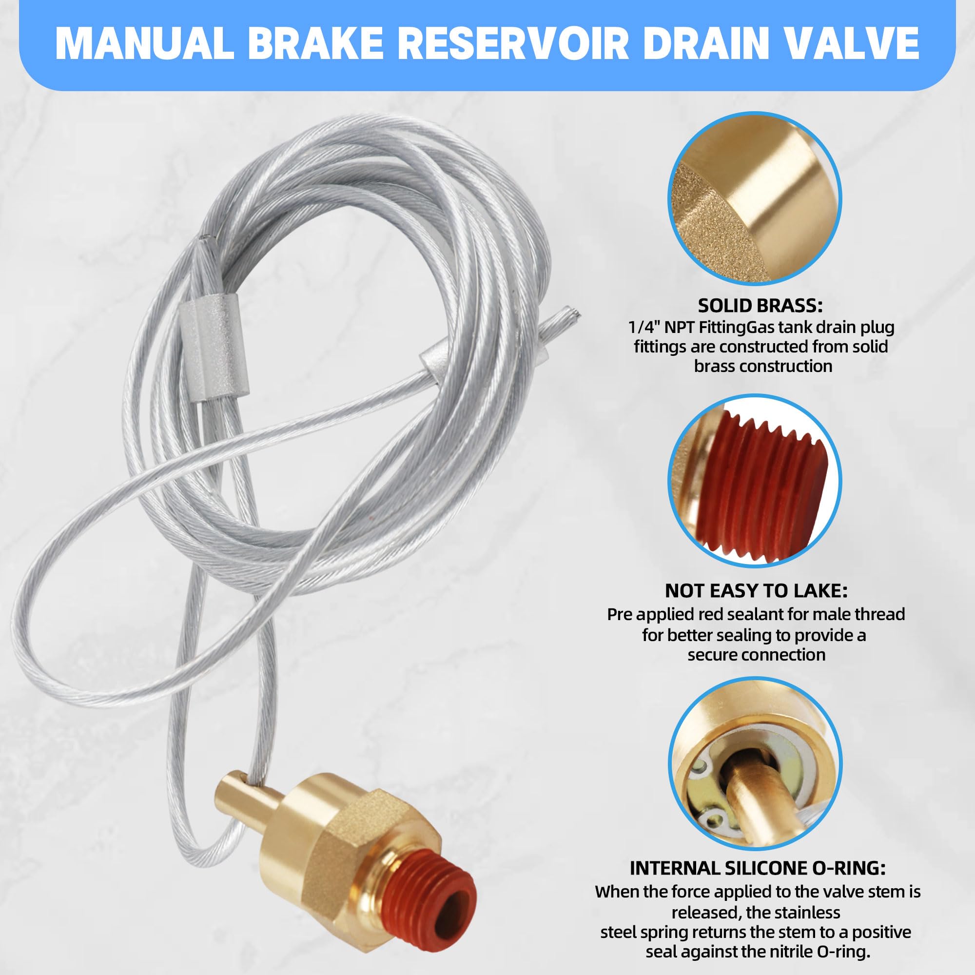 Dazakoot brass 1/4-inch NPT drain valve ready for installation.