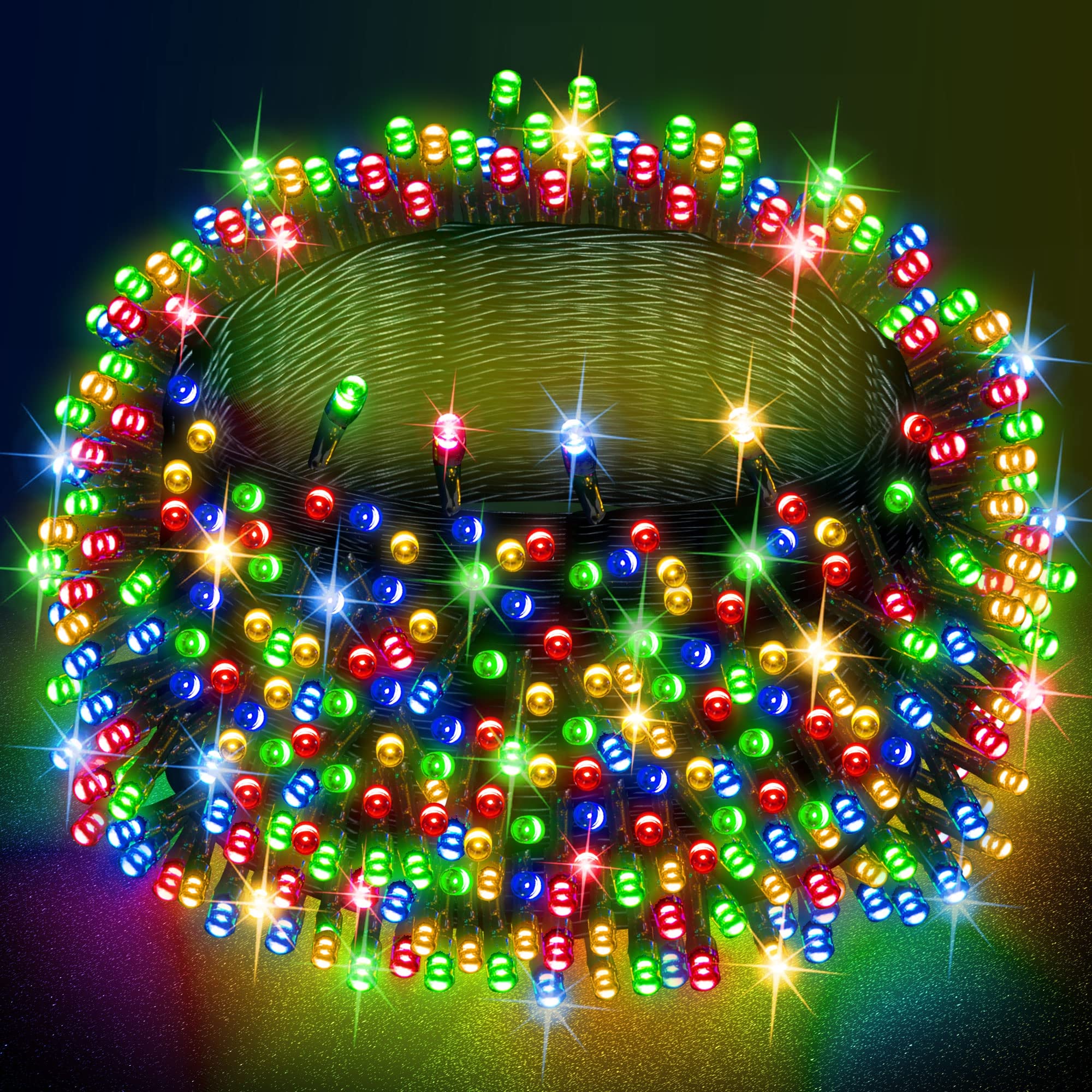 Dazzle Bright 82ft LED string lights outdoors with vivid colors for festive decor.